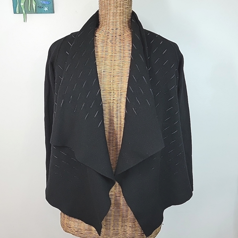 Elie Tahari szS 100% Fine Merino Wool Open Front Sweater BinB